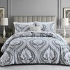 CozyDH Cotton King Size Duvet Cover Paisley Print, Reversible Damask