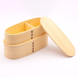 Wakayama Wappa Bento Box Store A-56-273424 Magewappa Bento Box Store, Wooden, Approx. 7.1 x 3.1 inches (18 x 8 cm), Nesting, 2-Tier, Natural
