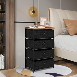 VASICAR Nightstand with 4 Drawers, Clothes Storage Organizer, Small Fabric Dresser for Bedroom, Closet, Entryway, Hallway, Nursery, Dorm