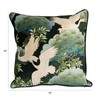 Creative Co-Op Cotton Blend Velvet Printed Pillow with Cranes and