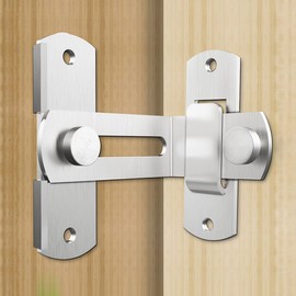 BANGSHOU Stainless Steel Flip Door Sliding Latch, 90 Right Angle Latch, Safety Door Lock Window Moving Sliding Barn Bathroom Doors,Brushed Finish