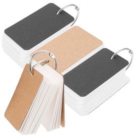SAFIGLE 4sets Portable Blank Flash Cards for Studying Note Taking and Memory White Hard Cardstock Binder Rings for School and Office Use