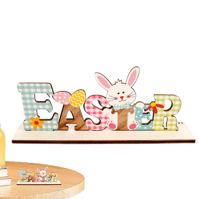 Generic Wooden Easter Bunny Tabletop Sign, Funny Indoor Home Decor