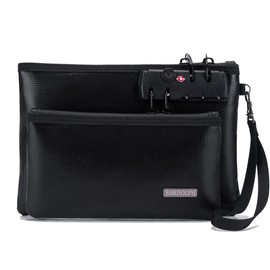 Fireproof Money Bag with Lock, Double layer Cash Bag BankBag for Cash, Valuable StorageBag,Fireproof Safe Box Money Pouch with Zipper (black, Small)