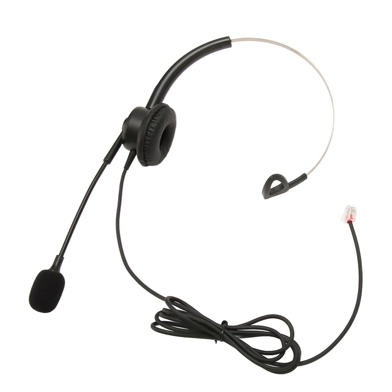 Telephone Headset Single Ear Professional Noise Canceling Adjustable Wired Phone