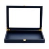Oirlv Premium Blue Leather Flat Jewelry Tray with Acrylic Lid