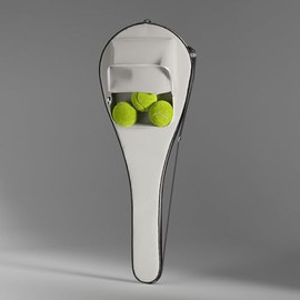 Gespann Tennis Racket Cover for One Tennis Racket or Two Badminton Rackets Single Tennis Racket Cover Bag (White-Pocket, L)