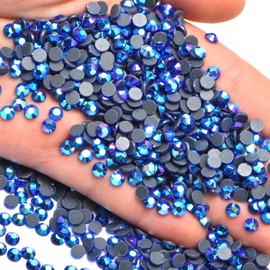 3000 Pieces Hot Fix Glass Flatback Rhinestones HotFix Round Crystal Gems (Sapphire AB, SS10)