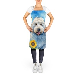 Caroline's Treasures Komondor in Sunflowers Apron Cooking Kitchen Server Baking Crafts Gardening for Adult Women Men, Unisex, Large, Multicolor