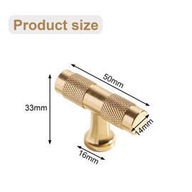 HARY 10 Pack Gold Wardrobe Handles, 50mm Gold Drawer Handles, Brass Cupboard Handles, Cabinet Knobs Gold Knurled Cupboard Drawer Knobs for Kitchen, Bathroom, Dresser Drawers & Wardrobe