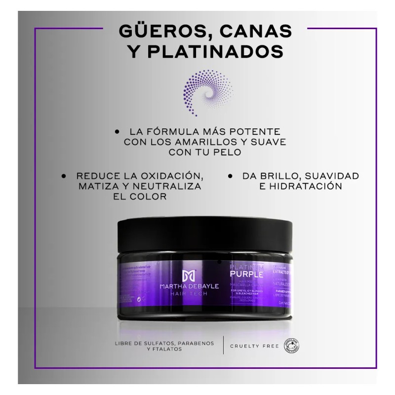 MARTHA DEBAYLE HAIR TECH Platinum Purple Mascarilla. Matiza y neutraliza.