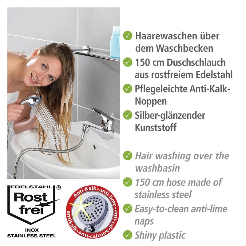 WENKO 22866100 Shower for handbasin - Mobile hand shower with