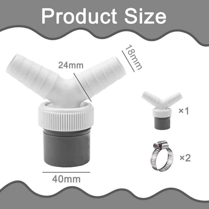 3 PCS Double Hose Connector Set, Dishwasher Waste Pipe Connectors