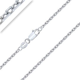 PLANETYS - Anchor Chain Diamond-Coated 925 Sterling Silver Rhodium-Plated Chain - Necklace - 2.5 mm Width - Various Lengths: 40-45-50-55-60-65-70 cm, Sterling Silver
