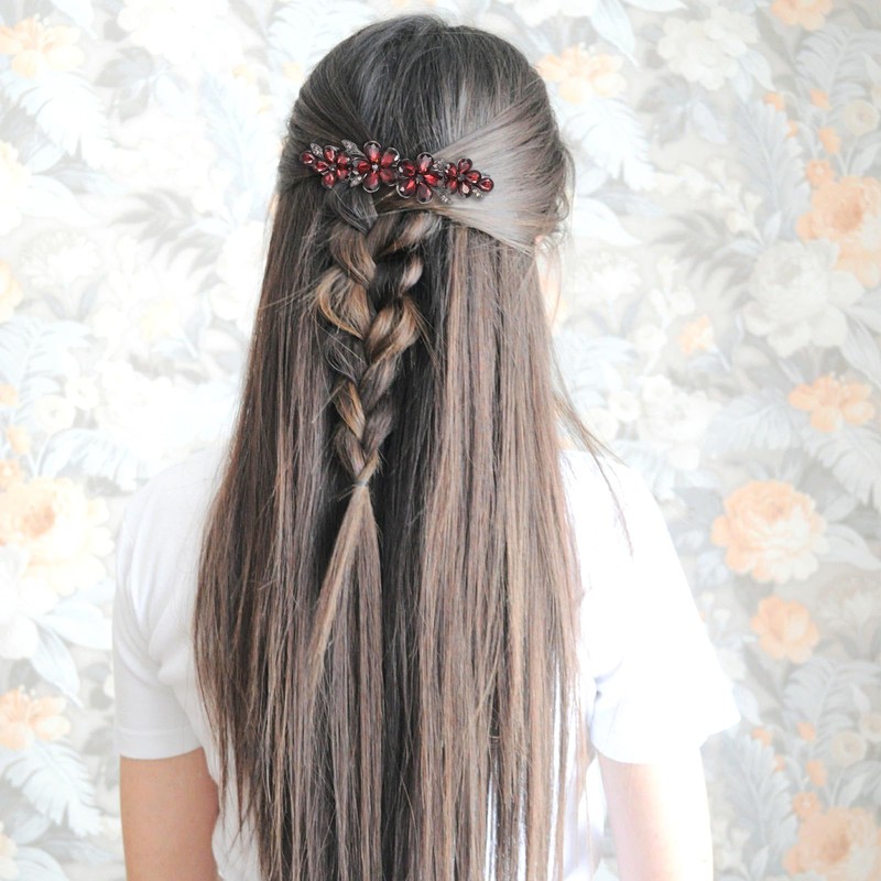 Shimmeroo Red Bridal Hair Accessories,Diamante Hair Clips for Women