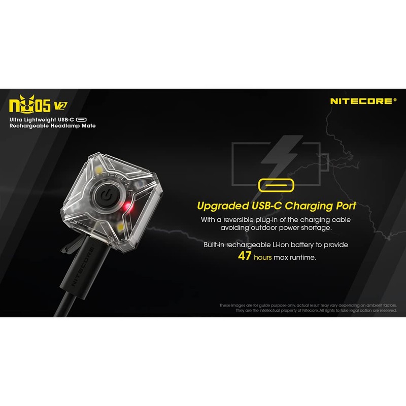 Nitecore NU05 v2 Signal and Safety Light, USB-C Rechargeable Red