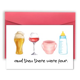 VvOoOvV Funny Baby Shower Cards Gifts for Boys Girls, Cute New Baby Card for New Mom Dad, Cute Baby Birthday Card for Friend, And Then There Were Four Card
