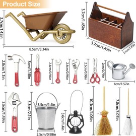 ZeiLaBang Kakadi Gnome Accessories, 13 Pieces Mini Gnome Tool Box with Tools, Gnome Tool Set, Gnome Construction Site, Miniature Toy for 1:12 Dollhouse Accessories, Christmas