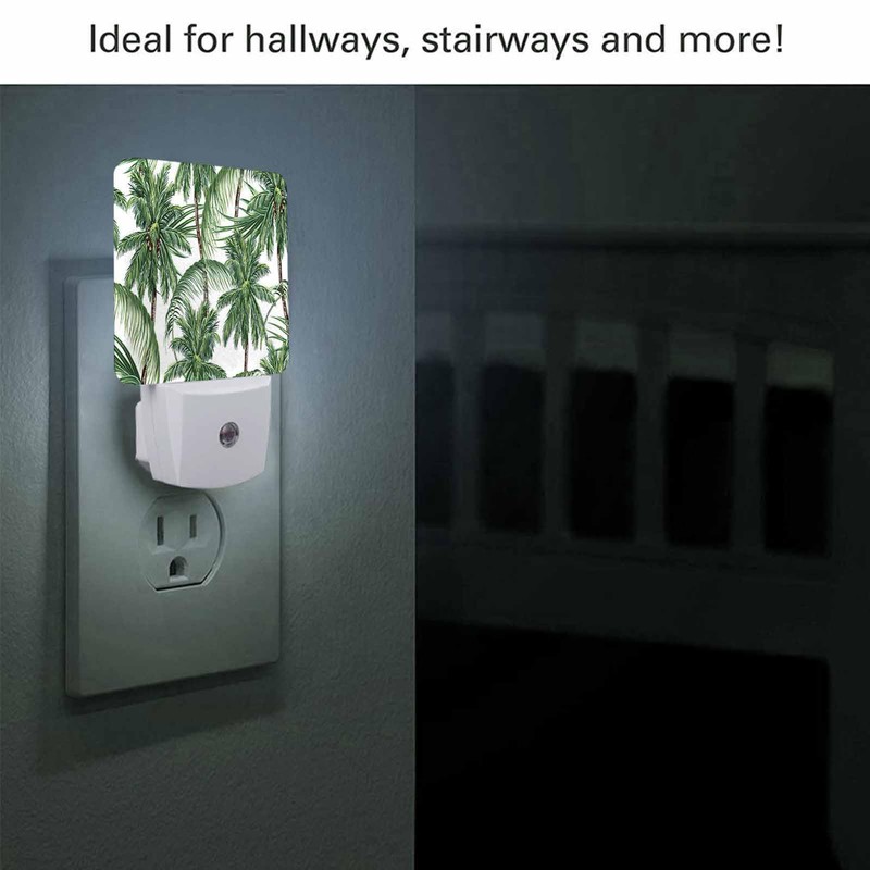 Chrobak LED Night Light,Green Tropical Leaves Palm Trees LED Night