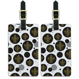 Graphics & More Luggage Suitcase Carry-on Id Tags-Glitter Fleur De Lis-Gold on Black, White