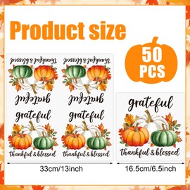 50 Pcs Thanksgiving Paper Napkins Fall Pumpkin Party Napkin 3 Ply Thanksgiving Luncheon Napkins Disposable Thankful Grateful Blessed Dinner Napkin for Autumn Harvest Table Home Kitchen Party Supplies