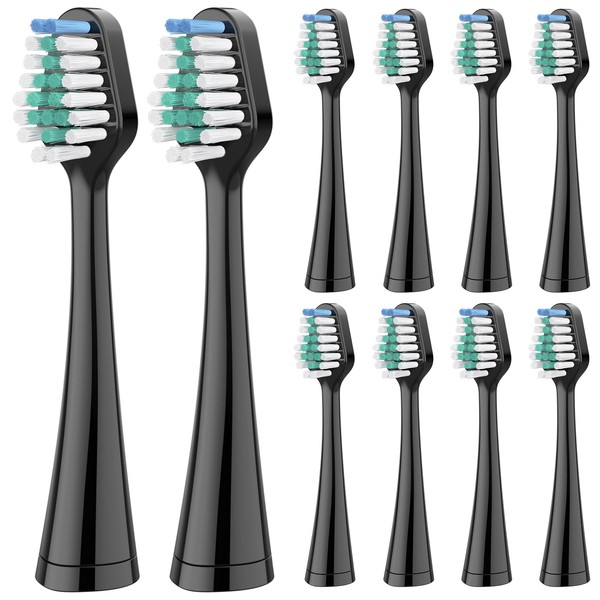 Replacement Toothbrush Heads for AquaSonic Duo and Home Dental Center Electric Toothbruh, Pack of 10, Black