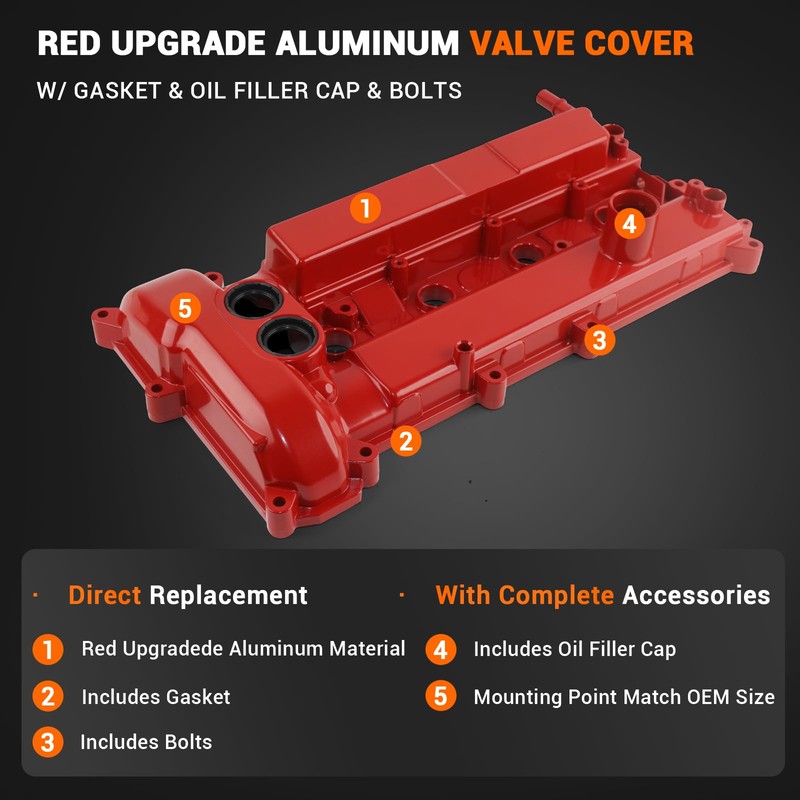 XUNUOPARTS 2.0L Aluminum Valve Cover Compatible with 2012-2014 Ford Focus