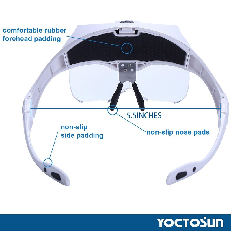 YOCTOSUN Magnifying Glasses with Light, Head Mount Magnifier with 5
