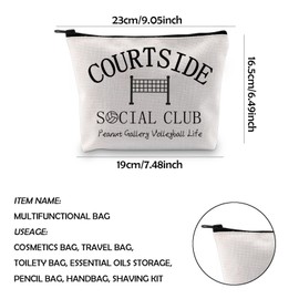WCGXKO Volleyball Gift Volleyball Mom Gift Courtside Social Club Volleyball Season Zipper Pouch Makeup Bag (Volleyball Life)