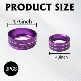 Clwalny 3PCS AC Air Conditioner Switch Button Knob Cover, Aluminum Alloy Trim Radio Volume Control Knob Ring, Car Interior Accessories for Dodge Challenger Jeep Grand Cherokee Chrysler(Purple)