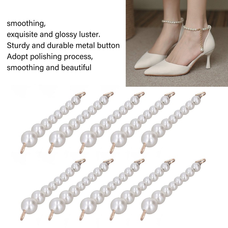 10Pcs Pearl Shoe Chains Polished ABS Resin Metal Buckle Widely