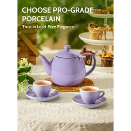 Sweese Teapots for Tea, 27 oz Porcelain Tea pot with Removable Stainless Steel Infuser, Tea Pots for Loose Tea - Purple