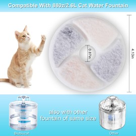 Biubiucat Cat Water Fountain Filters - 4PCS Activated Professional Removable Circle Reusable Fountain Carbon Filter Drink Fountain Filter