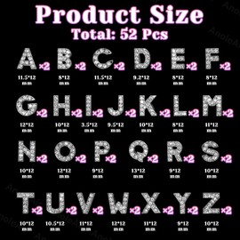 52 Pcs Silver Junk Cases Charm, Big A-Z Alphabet Rhinestones Letters for Junk Charms, Silver Rhinestones Gems Letters Charms for DIY Wristbands Bracelets DIY Crafts Accessories