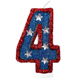 laackys red and Blue Sequined Number Candles American Flag Birthday Number Candles Suitable for Independence Day and Captain America Party Supplies (4)