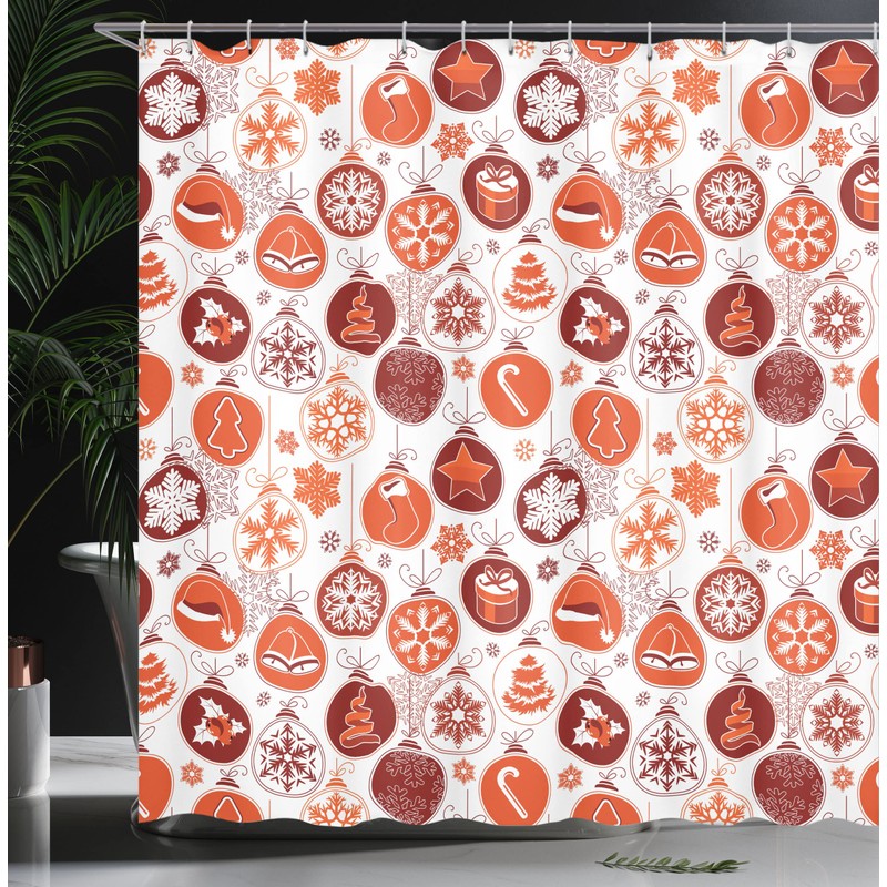 (180cm Long) - Ambesonne Christmas Shower Curtain, Cloth Fabric Bathroom
