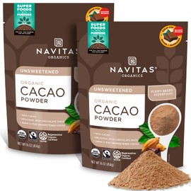 Navitas Organics Cacao Powder, 16 oz. Bags (Pack of 2) — Organic, Non-GMO, Fair Trade, Gluten-Free