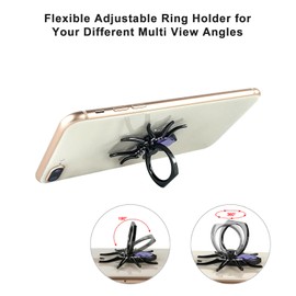 2pcs Spider Cell Phone Ring Holder Stand, Aircawin Cute Phone Finger Stand Cool Animal Phone Grip Kickstand with 4pcs Ring Holder Hanging Hook for All Smartphone,Tablets(Purple+Red)