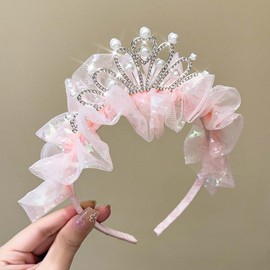 YINKE Birthday Headband Glitter Crown Baby Tiara Celebration Hat Kids Party Supplies Crown Photo Shoot (Pink)