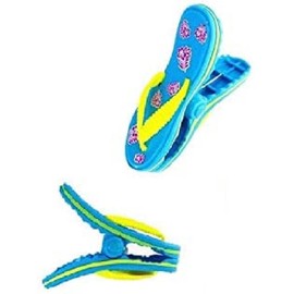 C&H Solutions 2 Set (4 Ct) Blue Flipflop / Dolphin Beach Towel Clips