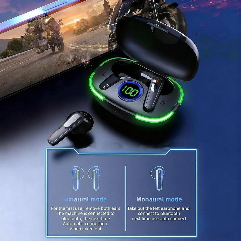 Wireless Earbuds with Deep Bass, Stereo Sound, and Noise-Canceling Design