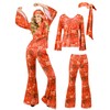 SlowTon 70s Disco Outfits for Women (Orange, Small)