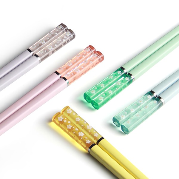 5 Pairs Fibreglass Chopsticks, 24.3cm Reusable Chopsticks, Sakura Amber Personalised