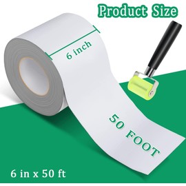 RV Roof Tape White, 6 Inch X 50 Feet RV Sealant Tape with Rubber Roller, Roof Patch Repair Tape for Camper Roof Repair, Use on Various Motorhomes Roof Surfaces, Seaming Patching Waterproof Butyl Tape