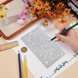 UNICRAFTALE Corner Metal Stencil for DIY Painting Vintage Flower Floral Lace Stencil Drawing Template Stainless Steel Reusable Damask Template for Scrapbooking Carving Engraving Wood Burning