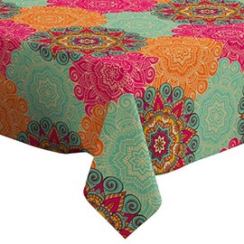 Q-Beans Rectangle Oblong Decorative Tablecloth [Size: 60 x 90 inch], Washable and Reusable Table Cloth Cover for Indoor and Outdoor (Vintage Decorative Elements)