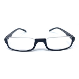 The Parker Rectangle Half Frame Reading Glasses, Unisex Semi Rimless Readers + 1.75 Black