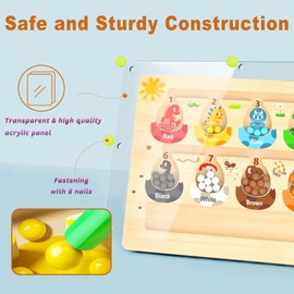 LUMIN TUTU Magnetic Game, Montessori Toy from 2 3 4 5 6 Years - Magnetic Game Labyrinth from 2-6 Years - Numbers and Colours Learning Motor Skills Toy Sorting Game for Girls Boys (Dinosaur Eggs)