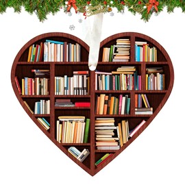 Book Lovers Christmas Tree Ornaments, Album Books Christmas Hanging Ornaments, Not 3D, Acrylic Christmas Decorations Holiday Party Decor Book Lovers Ornaments Bookworm (Loveshelf-E)