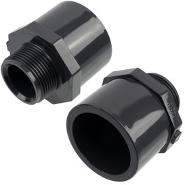 AERZETIX - K36330 - Set of 2 threaded nipples/double reducers - for gluing Ø63mm and Ø50mm - external thread 1 1/4" - made of plastic - PN 10 - connector for hose